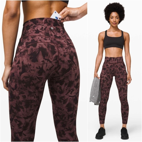 lululemon athletica Pants - Lululemon athletica in movement tight 25" antique floral dusk bark mini black 6